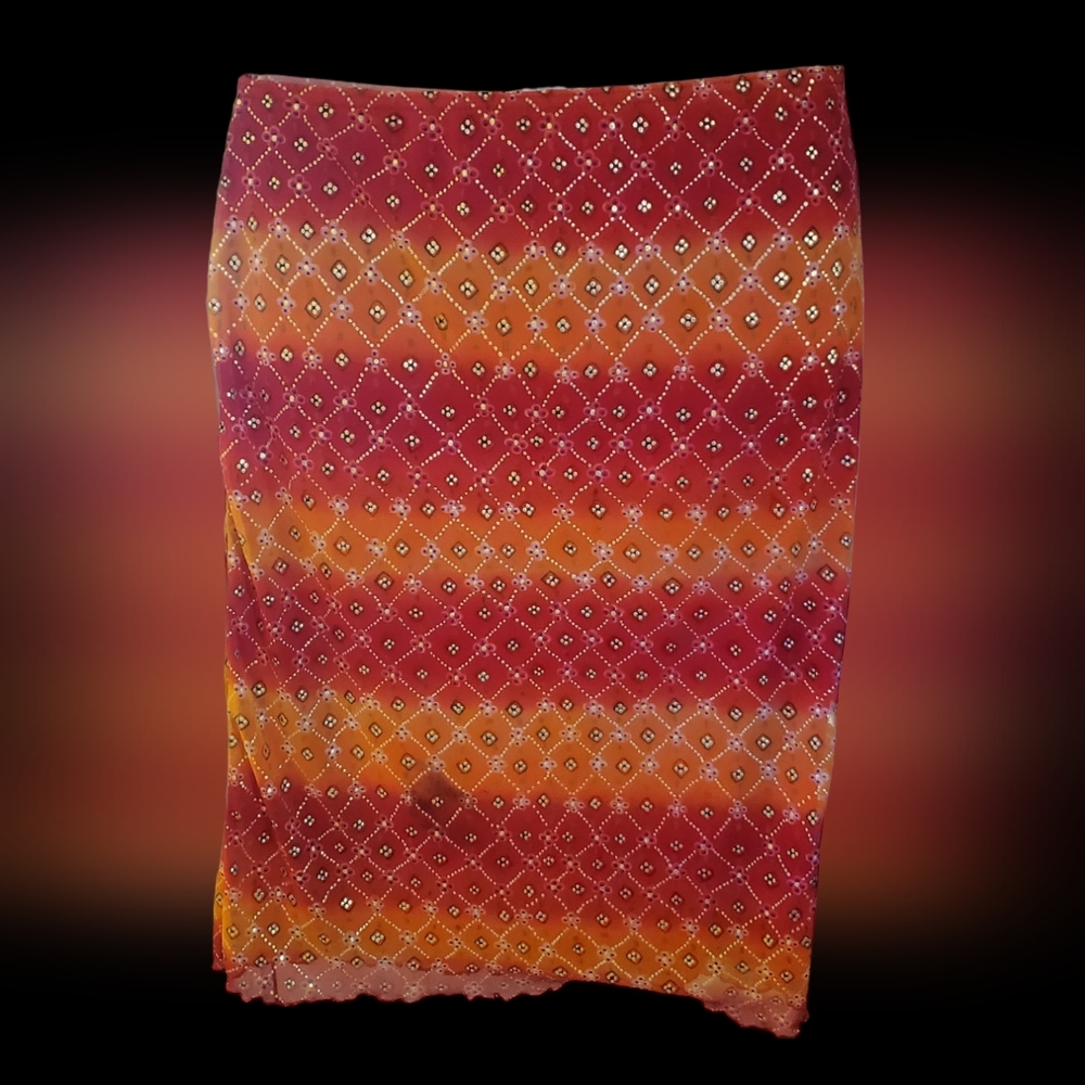 Orange and red midi skirt